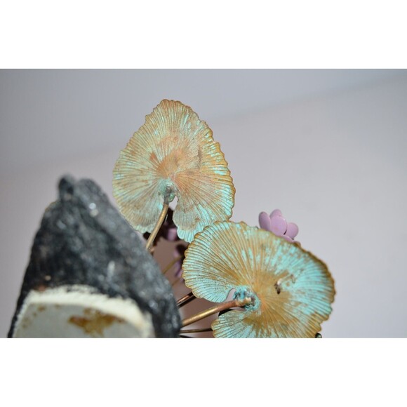 Vtg Demetrius Xethalis Brass African Violet Art Sculpture 6” Stone Base - Picture 11 of 14